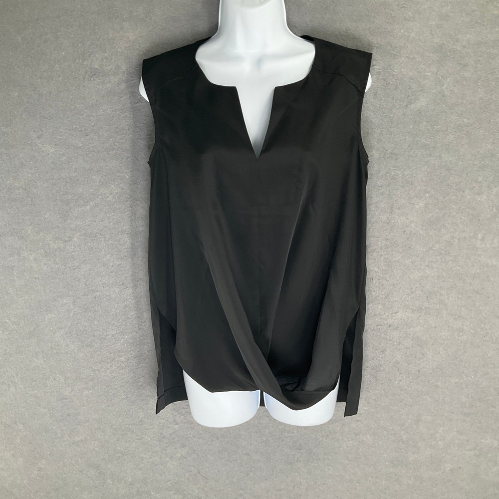 APT 9 Top Womens Sz S Black V Neck Sleeveless High Low Office Capsule Essential